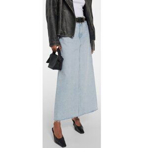 AGOLDE Blue Denim A-Line Maxi Skirt Size-30 Made in USA